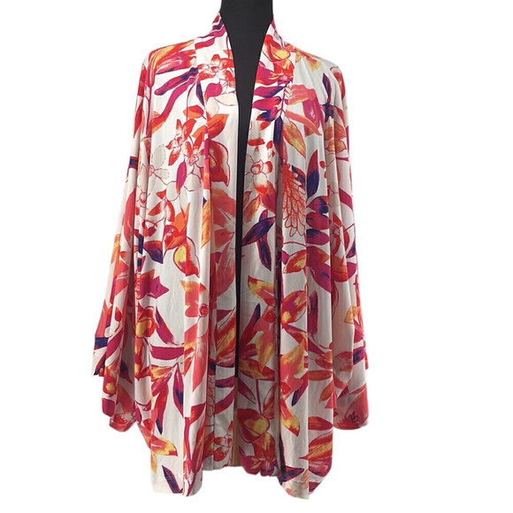 Natori open front floral cardigan duster vacation tropical sz 1X - Picture 1 of 11